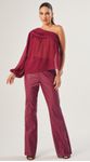 Calça Flare Couro Cereja
