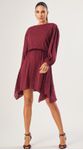 Vestido Mini com Mangas Metallic Stripes Cereja 