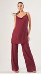 Conjunto de Blusa e Calça Metallic Stripes Cereja