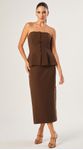 Blusa Peplum com Recortes Chocolate
