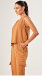Blusa sem Mangas em Crepe Castanho