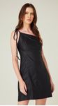 Vestido Assimétrico em Couro Preto