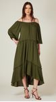 Vestido Midi Assimétrico Verde Pesto