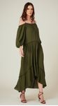 Vestido Midi Assimétrico Verde Pesto