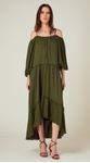 Vestido Midi Assimétrico Verde Pesto