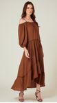 Vestido Midi Assimétrico Marrom 