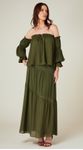 Blusa Ombro a Ombro com Manga Longa Verde Pesto
