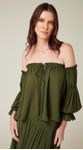 Blusa Ombro a Ombro com Manga Longa Verde Pesto