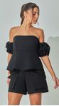 Blusa Peplum Sarja Preto