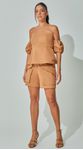 Blusa Peplum Sarja Camel