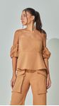 Blusa Peplum Sarja Camel