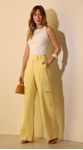 Calça Cargo Cintura Alta Amarelo