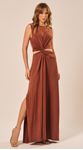 Vestido Longo com Recorte Terracota