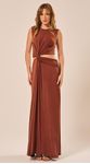 Vestido Longo com Recorte Terracota