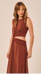 Vestido Longo com Recorte Terracota