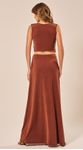 Vestido Longo com Recorte Terracota