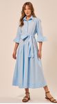Vestido Longo com Cinto Azul