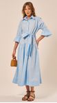 Vestido Longo com Cinto Azul