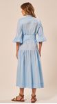 Vestido Longo com Cinto Azul
