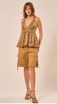 Blusa Peplum em Renda Dourado