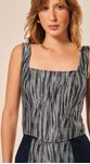 Corset em Jeans Jacquard com Decote Quadrado 