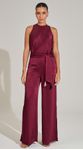 Calça Pantalona com Faixa Wine