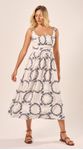 Vestido Midi Linho Bordados Off White