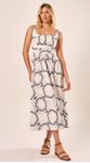 Vestido Midi Linho Bordados Off White