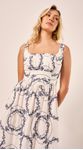 Vestido Midi Linho Bordados Off White