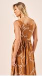 Vestido Midi Linho Bordados Castanho