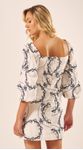 Vestido Curto Manga 3/4 Off White