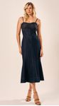 Vestido Midi Recortes Jeans