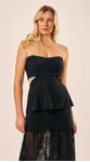 Blusa Peplum com Recortes Laterais Preto 