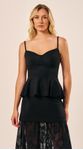 Blusa Peplum com Alças Finas Preto