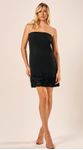 Vestido Curto com Aplicações de Pétala Preto
