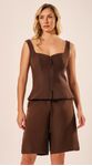 Blusa Peplum sem Mangas Chocolate
