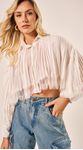 Camisa Plissada Manga Longa Branco