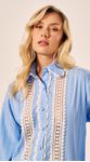 Camisa Tricoline com Rendas Azul