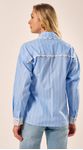 Camisa Tricoline com Rendas Azul