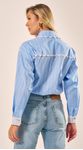 Camisa Tricoline com Rendas Azul