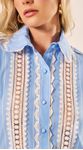 Camisa Tricoline com Rendas Azul