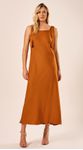 Vestido Longo em Crepe Castanho