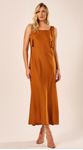 Vestido Longo em Crepe Castanho