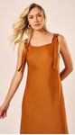 Vestido Longo em Crepe Castanho