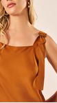 Vestido Longo em Crepe Castanho
