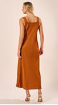 Vestido Longo em Crepe Castanho