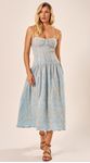 Vestido Midi Bordado Azul Claro