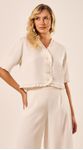 Blusa Cropped Decote V Off White