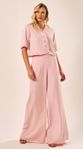 Blusa Cropped Decote V Rosa Claro 
