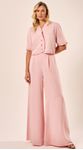 Blusa Cropped Decote V Rosa Claro 